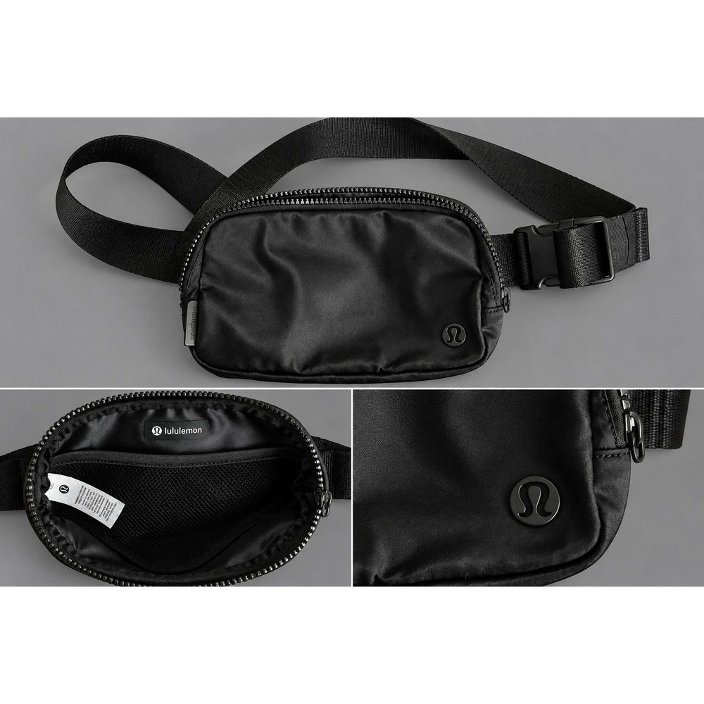 Lululemon Everywhere Belt Bag 1L Black Long Strap Fanny Pack Crossbody vid 34